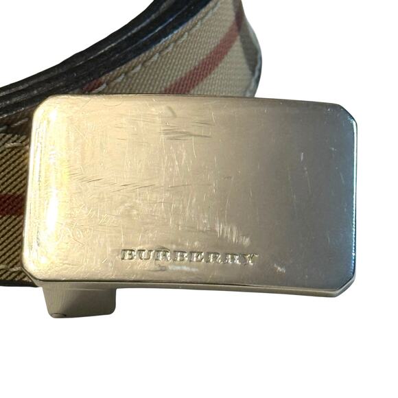 Burberry London Nova Check Men’s Belt w/ Silver Tone - 40 / 100 Coated Canvas - Picture 3 of 7